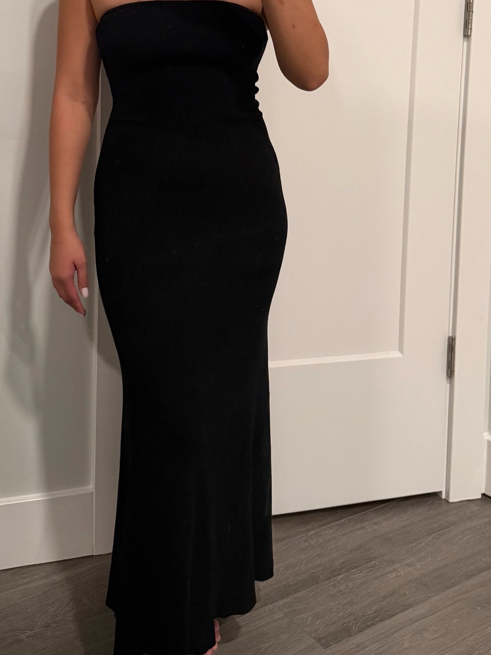 H&M Strapless Black Ribbed Maxi Gown